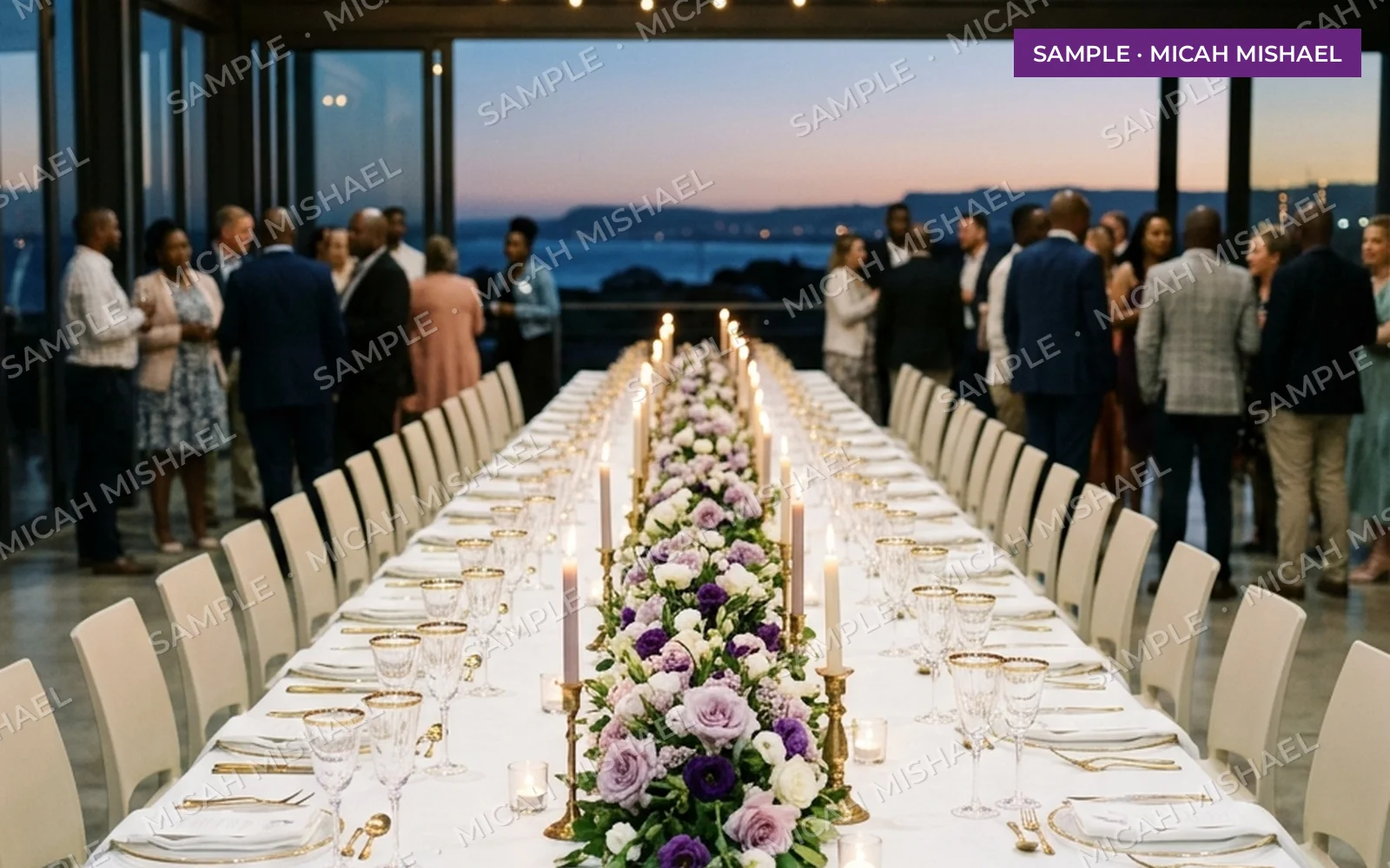 Sample visual: a long dinner table set for a year-end function
